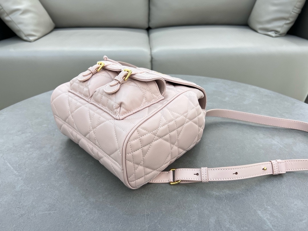 Medium Dior Caro Backpack Pink Macrocannage Lambskin